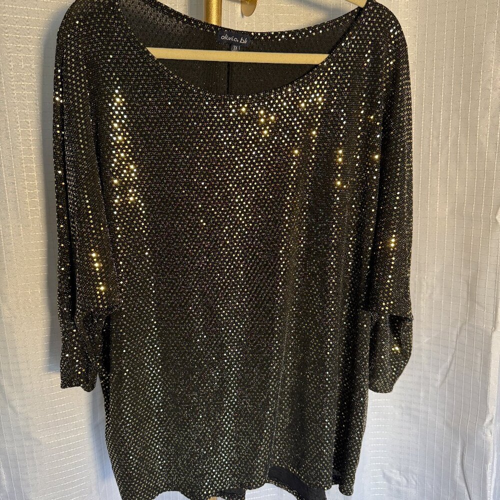 Black & Gold Metallic Blouse – Size 3x